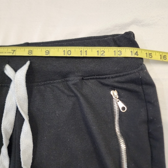 Ashley Blue Womens Midnight Black Jogger Pants Wht Drawstrings Zip Pocket, sz LG - Picture 4 of 7